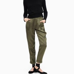 Splendid green satin slub paper bag pant joggers